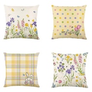 Yellow Flower Butterfly Pattern Pillow Case 40x40/45x45/50x50cm Linen Cushion Cover Home Decor
