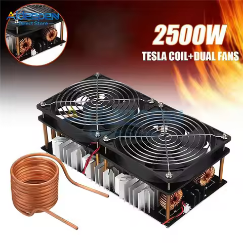 1800W 2500W 12V-48V ZVS Induction Heater Heating PCB Board Module Flyback Driver with Coil Dual Fan