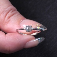 冰種白翡翡翠蛋面戒指 925純銀 | 天然緬甸玉翡翠A貨 | 送禮