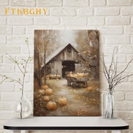 FTKBGHY Vintage Farmhouse Autumn Pumpkin Canvas Wall Art Framed, Farmhouse Fall Decor, Rustic Fall F