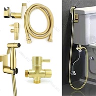 Stainless steel Gold Toilet Bidet Sprayer wc shower head set Douche Handheld water T valve Hose Musl