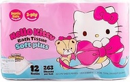 Hello Kitty Bath Tissue Soft Plus, 3-Ply Unscented Toilet Paper, Pink, 12 Rolls with 263 Sheets per