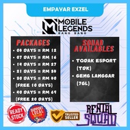 Verified Squad Rental Mobile Legend Sq