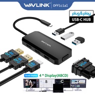 WAVLINK USB C Laptop Docking Station 7-IN-1 Multiport Adapter Quad Monitor with 4K HDMI 8K DP VGA