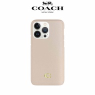 【COACH】 iPhone 14 Pro Max 精品真皮手機殼-粉白色經典大C（CIPH-133-CPQIV） _廠商直送