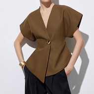 Amy Enjoy Life Women's Textured V-Neck Blazer with Asymmetrical Hem AC5CC062