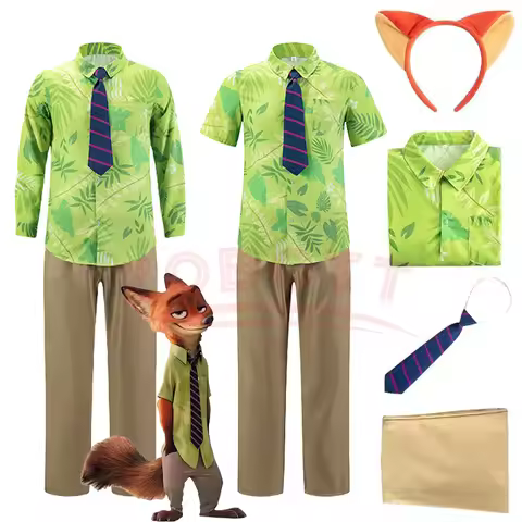 Anime Fox Nick Wilde Cosplay Costumes Zootopia Cosplay Summer Shirt Tie Nick Suits Carnival Cos Adul