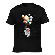 Top Quality Astronaut Cat In Space Holding Planet Balloon Vintage Design Tee