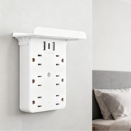 Multi Plug Outlet Wall Mountable Extender with Shelf 6 AC Outlets Expander