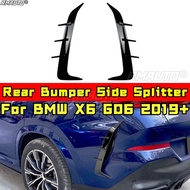 For BMW X6 G06 Rear Bumper Side Splitter Wind Knife Spoiler Tuning Air Blade for BMW X6 G06 2019+ Ca