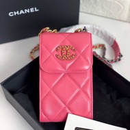 Chanel19 C19 Phone Bag Pink Lamb GHW #30 Complete