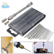 [LI] 21Pcs Mini Micro Twist Drill 0.3-1.6mm HSS Bit Set Hand Spiral Pin Vise Jewelry 【IE】