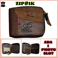 Dompet kulit lelaki dompet pendek zip lelaki kulit lembu asli Original cow Leather zip Wallet men wa