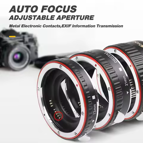 Red Metal Auto Focus Macro Extension Tube Ring for Canon 600D 550D 200D 800D