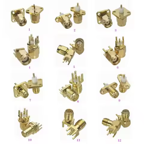 1Pcs RP-SMA RPSMA Male Jack & Female Plug Bulkhead & Flange Solder Panel Mount & PCB Mount RF Adapte