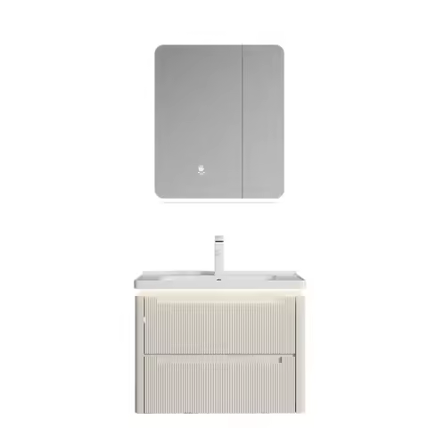 Modern 14mm smart bathroom vanity mirror with light cabinet wash basin and sink