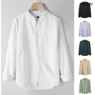 Korean Polo for Men Long Sleeve Chinese Collar 6 Colors 3 Sizes Casual Shirt