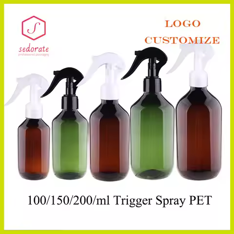 10/20/50pcs 100ml Green Plastic Bottle With Spray 150ml Brown Perfume Trigger Sprayer Refill Bottle 