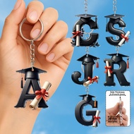 Graduation Initial Letter Acrylic Keychain | 2D Flat Graduate Cap Design Bag Charm