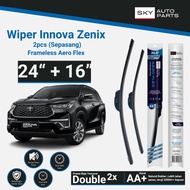 SKY Pair of Frameless Wipers for Innova Cars Zenix 24 + 16 Inch - Frameless Aero Flex