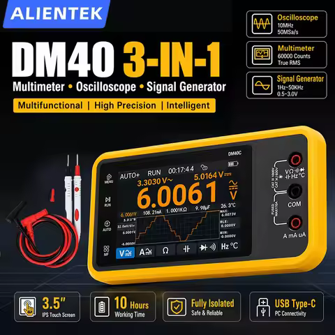 ALIENTEK DM40 Digital Multimeter Oscilloscope Signal Generator 3 in 1 50M Sample rate Voltage Diode 
