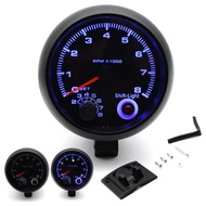 3.75 Car Universal Black Tachometer Gauge Blue Inter Shift light 0-8000 RPM Tachometer
