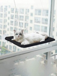 1個黑色寵物床帶吸盤的貓吊床,全季節適用,可窗口安裝,可掛起,可拆卸和可清洗,支持重達30磅的貓