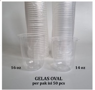 Gelas Plastik Cup 14oz 16oz Oval | U Cup 50pcs