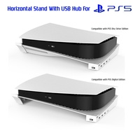 全新PS5主機底座橫放支架帶4端口USB集線器 Playstation 5 光盤版及數字版底座支架 Brand New Horizontal Stand for PS5 Console with 4-Port USB Hub Playstation 5 Disc Edition &amp; Digital Editions Base Holder
