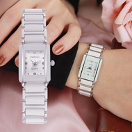 RUIWATCH  ยี่ห้อผู้หญิงที่สง่างามสีดำเซรามิกนาฬิกาที่เรียบง่าย minimalism ขนาดเล็กแคบควอตซ์ลำลองผู้ห