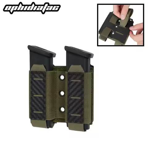 OPHIDIAN 9mm Double Magazine Pouch Carbon Fiber MOLLE Magazine Pouch Hunting Airsoft Gear