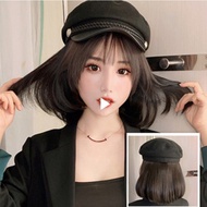 NEW Wig Asli Untuk Wanita, Topi Rambut Manusia Dengan Wig Terpasang Un