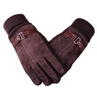 LA SPEZIA Mens Leather Gloves Pigskin Winter Gloves Black Brown Warm Thick Driving Mens Gloves Guant