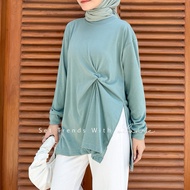 Sua Blouse High Slit Korean Outfit Top Combed T-Shirt Material White Padel Blouse Blouse Women Long 