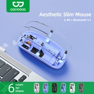 GOOJODOQ wireless mouse 2.4G+Bluetooth 5.1 dual-mode body slim with 3 DPI levels and desktop shortcu