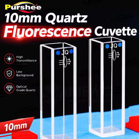 1pcs Standard 10mm Quartz Fluorescence Cuvette Cell 4‑Sided Transparent High Light Multiple Types fo