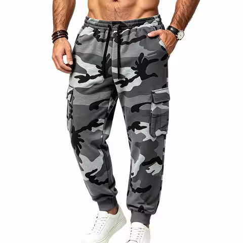 Mens Camouflage Jogger Sweatpants Elastic Waist Multi Pockets Casual Cargo Trousers Men Autumn Winte