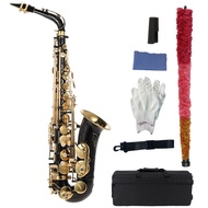 Eb Alto Saxophone Brass Lacquered Gold E Flat Sax 82Z Key Woodwind with Cleaning Brush Cloth Gloves 