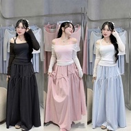 Bigsize Set of 3 Piece halter top, off-the-shoulder paper top with long skirt with bow 55-95kg S514
