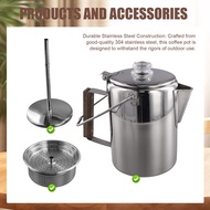 Camping Coffee Pot Stainless Steel Percolator Coffee Pot for Outdoor 9 Cups for Group Camping Hiking