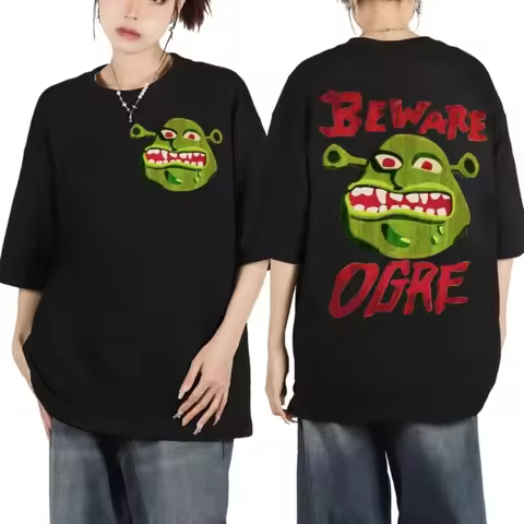Retro Shrek graphic T-shirt gothic style short-sleeved T-shirt Unisex streetwear top suitable for al