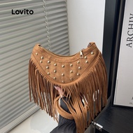 Lovito Casual Rivet Top Handle Tote Bag for Women LFA104009 Lovito Beg Tote Tangan Atas Rivet Kasual