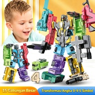 Robot Toys for Boys 15Pcs IN 1 1 Set 0-9 Numbers Educational Transformers Robot