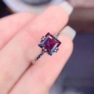 方形亞歷山大變石戒指，亞歷山大變石銀戒指，精緻的亞歷山大變石戒指