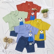 KEMEJA Children's Shirt and Jeans Set, Premium Material, Comfortable to Wear, Latest Walnut Motif, A