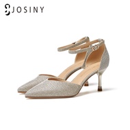 JOSINY ไตล์ฝรั่งเศส คลาสสิก รองเท้าผู้หญิง รองเท้าส้นสูง รองเท้าคัชชูปลายแหลม รองเท้าส้นสูงผู้หญิง ทรงสวย หนังนิ่ม เลื่อม รองเท้าเจ้าสาว