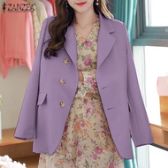 ZANZEA Korean Style Blazer For Women Formal Office Long Sleeve Lapel Fashion Loose Winter Wear Suit Jacket #10