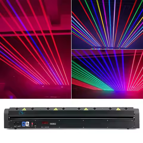 8 Eyes Red Laser +LED RGB Lamps Moving Head Laser Beam Light Dj Laser Light Projector DMX Control Fo