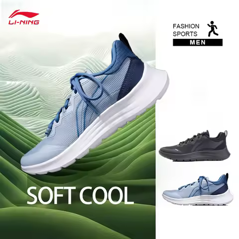 LI-NING SOFT COOL Running Shoes Men's Breathable Cushioning Comfortable Professional Sports Casual S