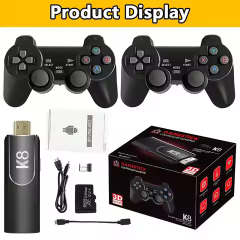 K8 Retro Game Console 4K HD Retro Video Game Console 64G 15000+ Games Dual Wireless 2.4G Controller 